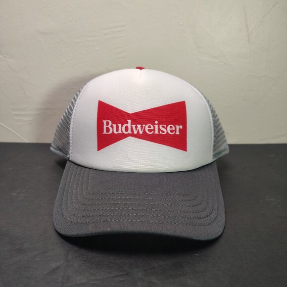 Budweiser Mesh Trucker Hat Cap Snap Back Lot Of Three Gray White Red Logo Mens - Picture 2 of 9